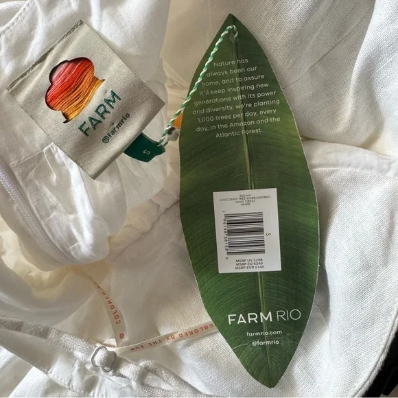 Farm Rio Coconut Tree Embroidered Maxi Dress NEW - Picture 9 of 11